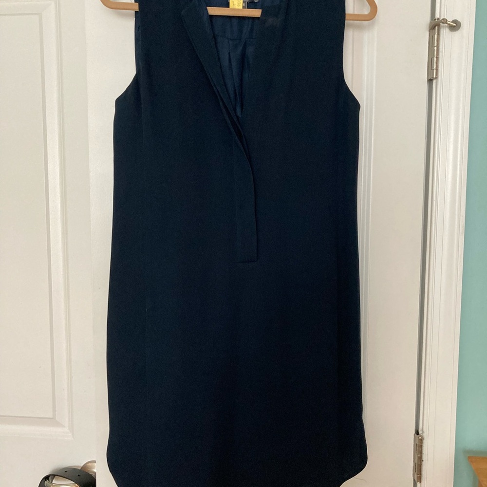 Elegant Navy Sleeveless Silk Dress